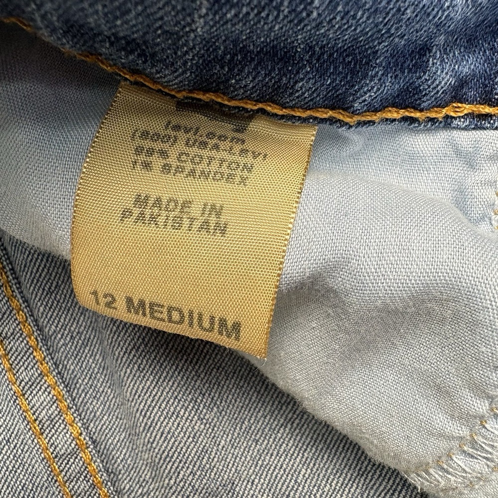 Levi's 505 Straight Leg Jeans Womens 12 Medium 34x29.5 Medium Wash Stretch - Picture 4 of 9